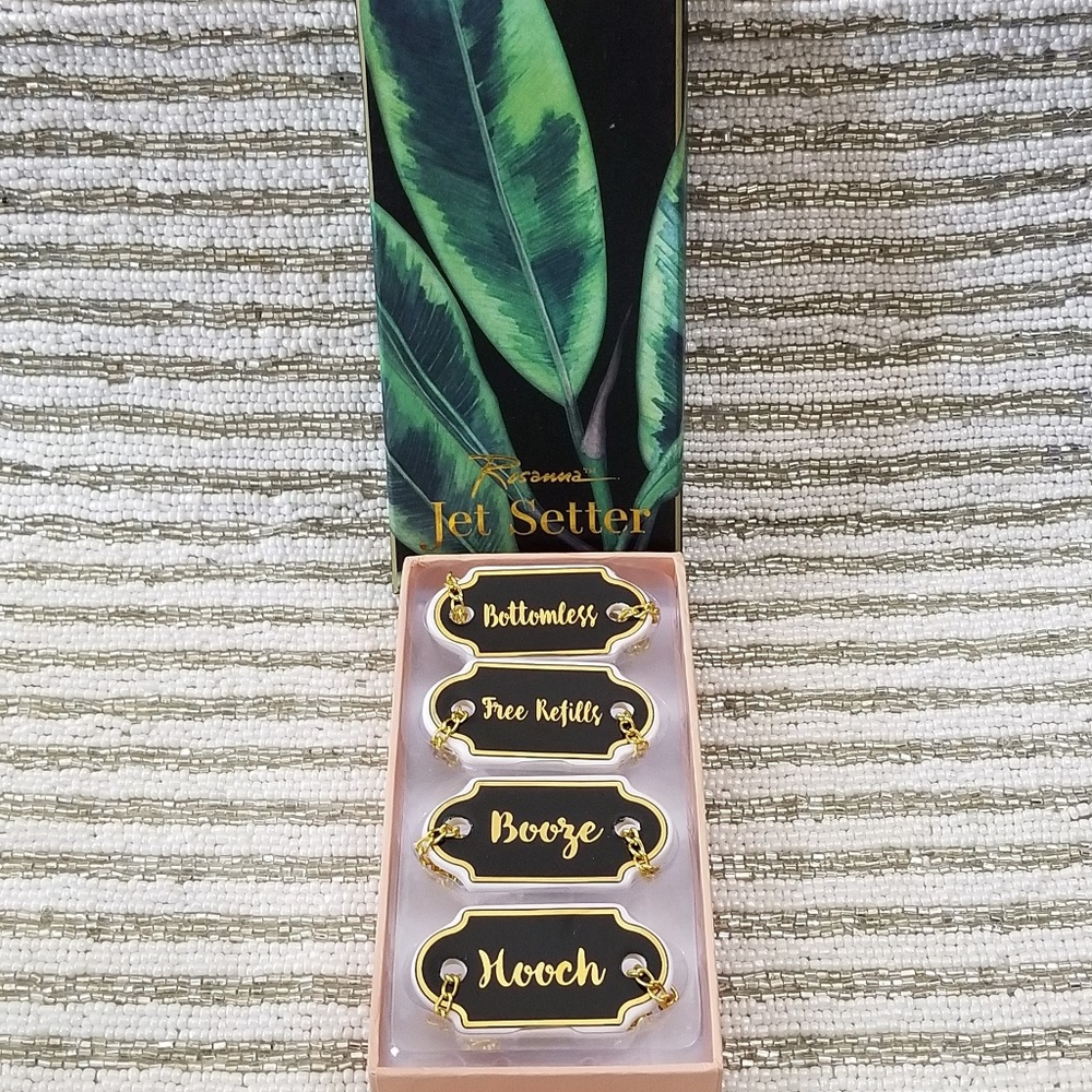 Rosanna Jet Setter Porcelain Decanter Tags